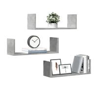Wall Shelves Concrete Grey 3pc 58x18x18cm Engineered Wood Floating Storage Home