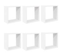 vidaXL 2x Wall Cube Shelves White Storage Wall Hanging Floating Shelf Unit