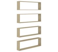 vidaXL Wall Cube Shelf 4 pcs Sonoma Oak 100x15x30 cm Engineered Wood