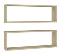 Vidaxl Wall Cube Shelf 2 Pcs Sonoma Oak 80X15X26.5 Cm Engineered Wood, Brown