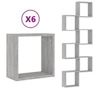 (grey sonoma, 2 pcs) vidaXL Wall Cube Shelves Floating Rack Storage Shelf Display Shelf Wall Shelf
