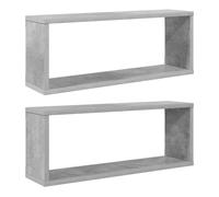 vidaXL 2x Wall Shelf Concrete Grey Engineered Wood Wall-Mounted Floating Shelf