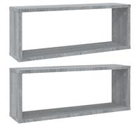 vidaXL Wall Cube Shelves 2 pcs Grey Sonoma 60x15x23 cm Engineered Wood