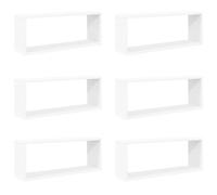 vidaXL Wall Cube Shelf 6 pcs White 60x15x23 cm Engineered Wood