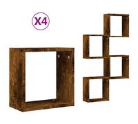 (smoked oak, 2 pcs) vidaXL Wall Cube Shelves Floating Rack Storage Shelf Display Shelf Wall Shelf