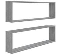 (grey sonoma, 2 pcs) vidaXL 2/4/6x Wall Cube Shelves Engineered Wood CD Wall Cabinet Multi Colours