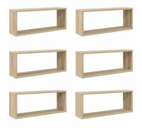 vidaXL 2x Wall Shelf Sonoma Oak Engineered Wood Wall-Mounted Floating Shelf
