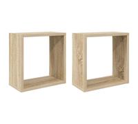 vidaXL 2x Wall Cube Shelves Sonoma Oak Storage Wall Hanging Floating Shelf