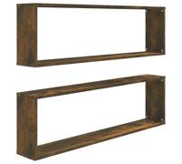 (smoked oak, 2 pcs) vidaXL 2/4/6x Wall Cube Shelves Engineered Wood CD Wall Cabinet Multi Colours