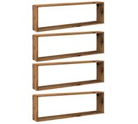 (old wood, 100 x 15 x 30 cm/ 4 pcs) vidaXL Wall Shelves Floating Rack Display Shelf Bookshelf Engineered Wood