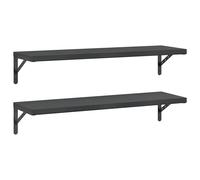 vidaXL Wall Shelves Floating Shelf Storage Shelf 2 pcs Black Stainless Steel