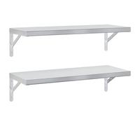 vidaXL Wall Shelves Floating Shelf Storage Shelf 2 pcs Silver Stainless Steel