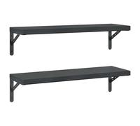 vidaXL Wall Shelves Floating Shelf Storage Shelf 2 pcs Black Stainless Steel