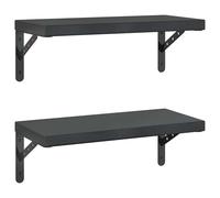 vidaXL Wall Shelves Floating Shelf Storage Shelf 2 pcs Black Stainless Steel