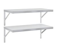 Wall Shelves Floating Shelf Storage Display Shelf 2 pcs Stainless Steel vidaXL