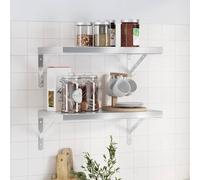 Wall Shelves Floating Shelf Wall Storage Shelf 2 pcs Stainless Steel vidaXL
