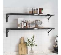(black, 100 x 23.5 x 3 cm) vidaXL Wall Shelves Floating Shelf Wall Storage Shelf 2 pcs Stainless Steel