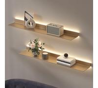 Wall Shelves Floating Shelves,Display Shelf With Built-in Illuminated LED Light,1pcs,Can Hold A Lot Of Things Objects Are Not Easy To Fall(Size:100x23cm,Color:Gold 1 pcs)