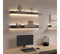 Wall Shelves Floating Shelves, Display Shelf with Built-in Illuminated LED Light, 1pcs Metal Wall Mounted Light Emitting Shelves, for Living Room Office Bedroom,Grey,120cm/47in