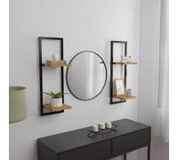 Wall Shelves Live Edge 2pc Solid Acacia Wood & Steel Floating 25x25x75cm Natural
