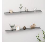 Wall Shelves MDF Grey 115x9x3 cm Floating 2pcs Slim Decorative Storage Wallrack
