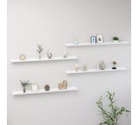 Wall Shelves MDF White 115x9x3 cm High Gloss Floating Display Rack 4pcs Slim Set