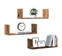 Wall shelves Old Wood 3pc 58x18x18cm Engineered Wood Floating Display Shelf Set