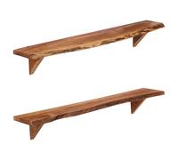 Wall Shelves Solid Acacia Wood Natural 110x20x18cm Handmade 2pc Rustic Floating