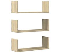 (smoked oak, 58 x 18 x 18 cm) vidaXL Wall Shelves Wall Storage Shelf Floating Shelf 3 pcs Engineered Wood