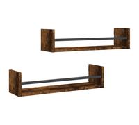 Wall Shelf 2pcs Artisan Oak 80x16x14cm Engineered Wood & Metal Floating Indoor
