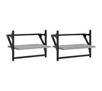 Wall Shelves with Bars Floating Wall Rack Wall Mounted Shelf 2 pcs vidaXL