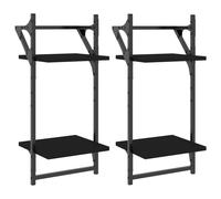 vidaXL 2-Tier Wall Shelves with Bars 2 pcs Brown Oak 30x25x65 cm
