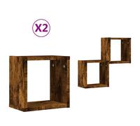vidaXL Wall Shelves 4 pcs Smoked Oak 26 x 15 x 26 cm Engineered Wood