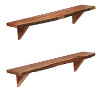 Wall Shelves Wooden Wall Planks Book Shelf Solid Acacia wood 2 pcs vidaXL