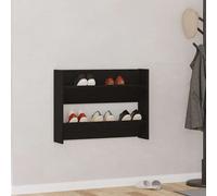 Wall Shoe Cabinet 2-Shelf Engineered Wood Black Oak Compact Matte Slim Design UK