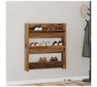 Wall Shoe Cabinet 80x18x60 cm Old Wood Engineered Wood 2-Tier Space-Saver Slim