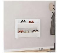 Wall Shoe Cabinet 80x18x60 cm White Engineered Wood 2-Tier Tipping Shelf Hallway