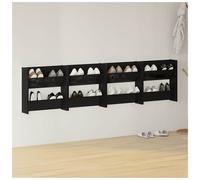 Wall Shoe Cabinet 80x18x60cm High Gloss Black Engineered Wood 2x Tilting Shelves