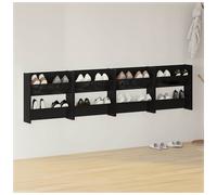 Wall Shoe Cabinet 80x18x60cm High Gloss Black Engineered Wood 2x Tilting Shelves