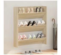 Wall Shoe Cabinet 80x18x60cm Sonoma Oak Engineered Wood Wall-Mounted 2-Tier Slim