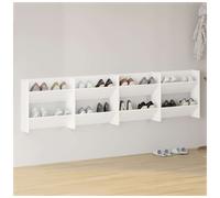 Wall Shoe Cabinet 80x18x60cm White Engineered Wood 2-Tier Tipping Storage Slim.