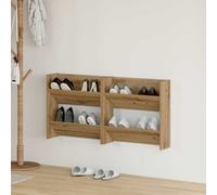 Wall Shoe Cabinet Artisan Oak Engineered Wood 2-Shelf Wall-Mounted 2-Pack