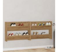 Wall Shoe Cabinet Artisan Oak Engineered Wood 2-Shelf Wall-Mounted 2-Pack Matte