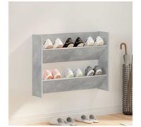 Wall Shoe Cabinet Concrete Grey 80x18x60cm Engineered Wood 2-Tier Tipping Slim.