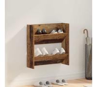 Wall Shoe Cabinet Engineered Wood Old Wood Finish Compact 2-Shelf 7.17kg Indoor