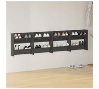 Wall Shoe Cabinet High Gloss Grey 80x18x60cm Engineered Wood 2-Tip Shelves Home