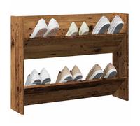 Wall Shoe Cabinet Old Wood 80x18x60 cm Engineered Wood Slim 2-Tier Wall-Mounted