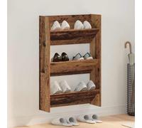 Wall Shoe Cabinet Old Wood Engineered Wood 2-Shelf Matte 9.9kg Slim Wall-Mounted