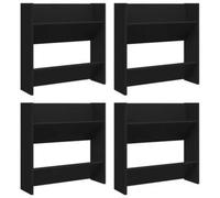 vidaXL Wall Shoe Cabinets 4 pcs Black 60x18x60 cm Engineered Wood UK HOT