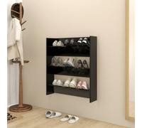 vidaXL Wall Shoe Cabinet Black 80x18x90 cm Engineered Wood